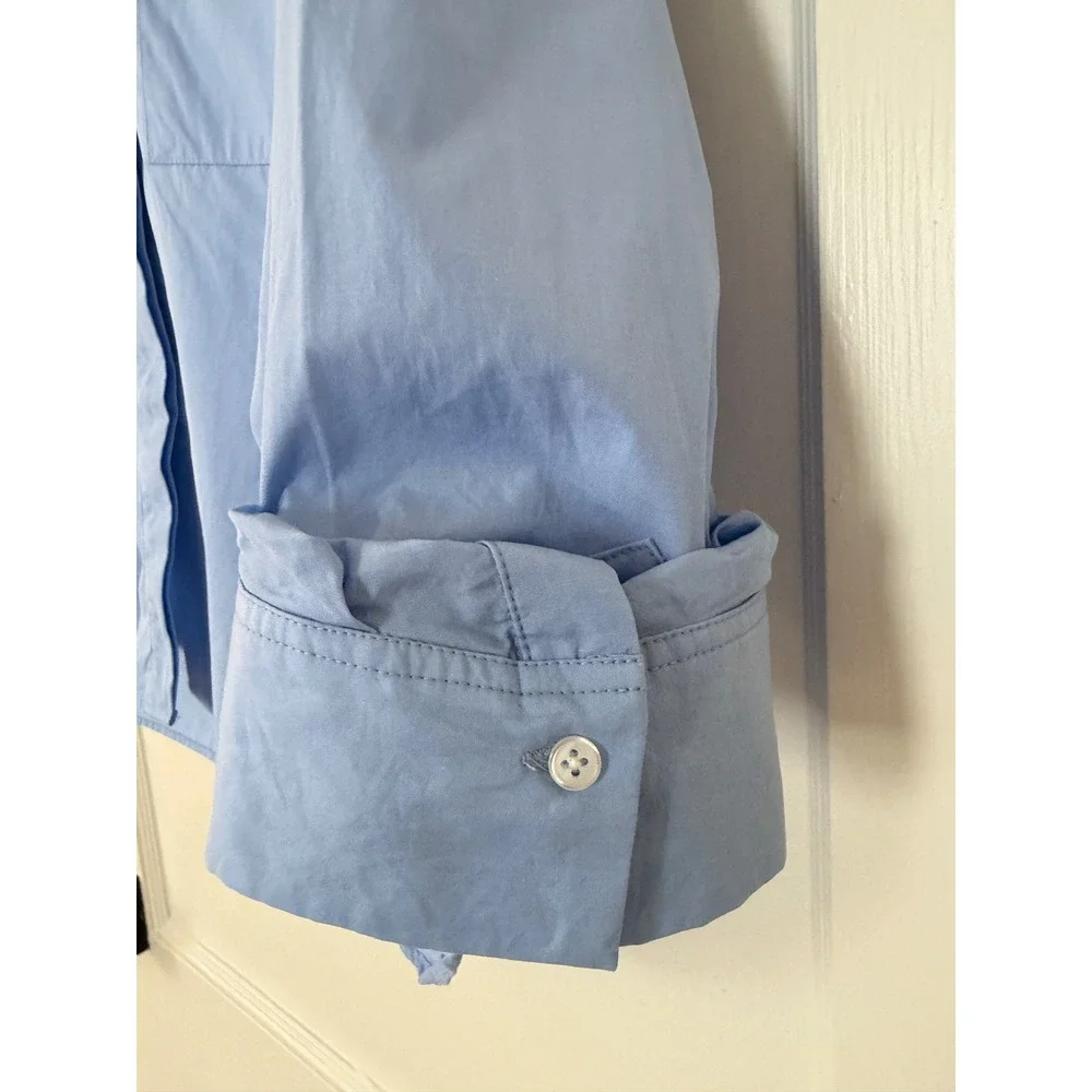 TWP Blue Ex-Boyfriend Button Down Shirt Italian Cotton XS Oversize Luxury Office - Picture 10 of 13